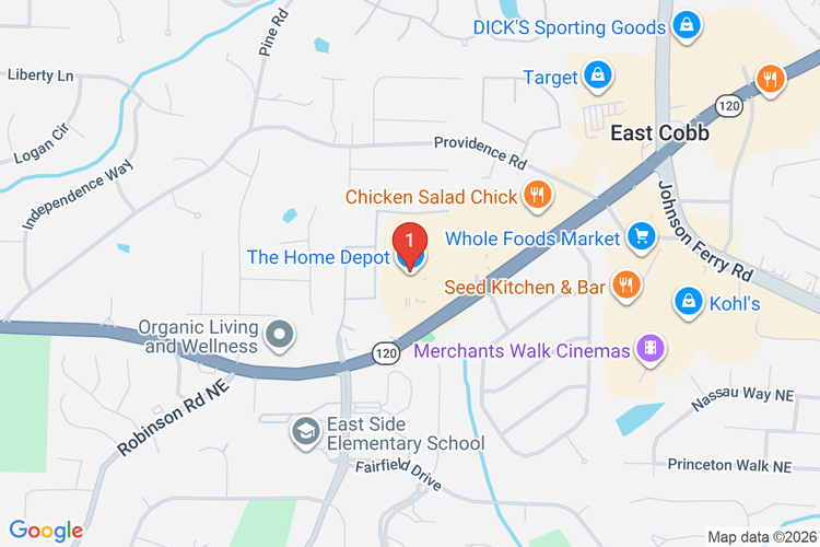 Map showing HOME DEPOT #0111 location