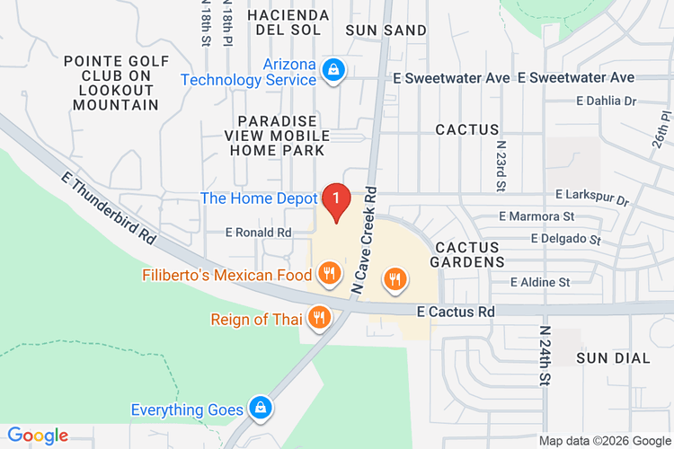 Map showing HOME DEPOT #0480 location