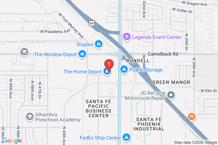 Map showing HOME DEPOT #0485 location