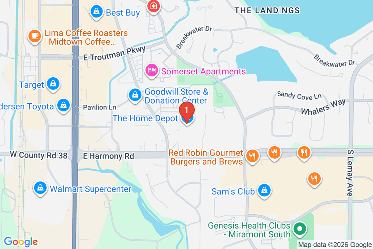 Map showing HOME DEPOT #1512 location