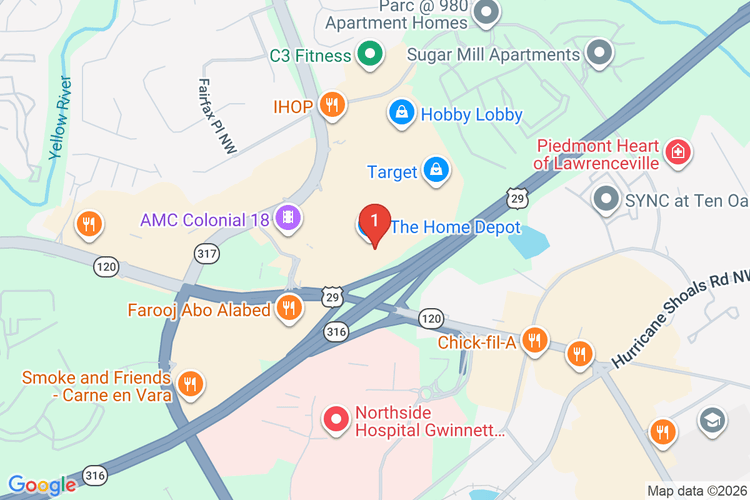 Map showing HOME DEPOT #0126 location