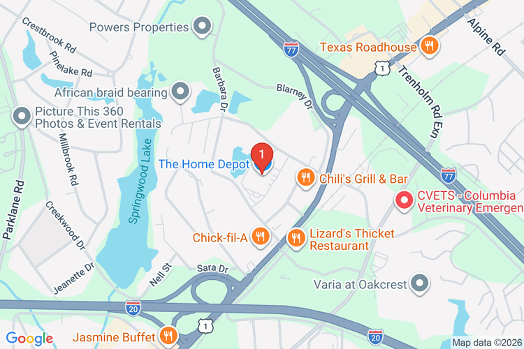 Map showing HOME DEPOT #1110 location