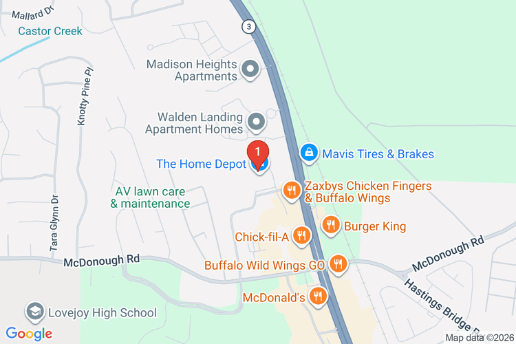 Map showing HOME DEPOT #6848 location