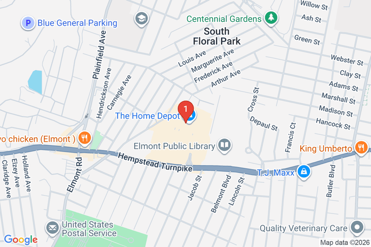 Map showing HOME DEPOT #1208 location