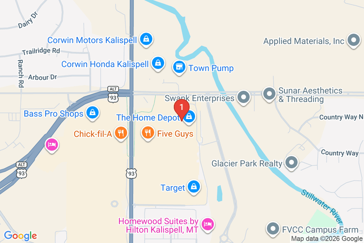 Map showing HOME DEPOT #3105 location