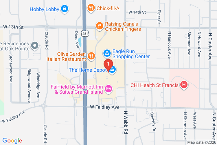 Map showing HOME DEPOT #3208 location