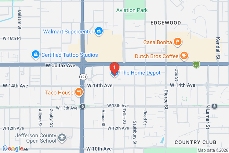 Map showing HOME DEPOT #1550 location