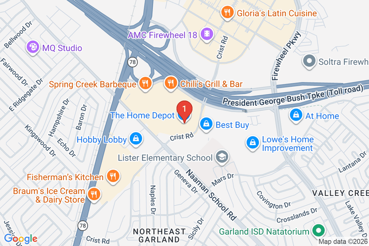 Map showing HOME DEPOT #0553 location