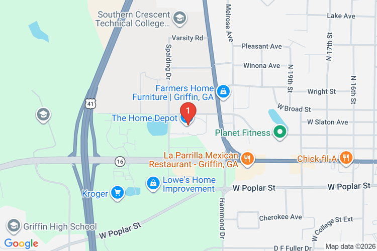 Map showing HOME DEPOT #0138 location