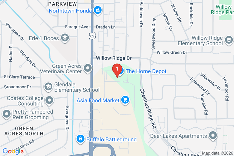 Map showing HOME DEPOT #1233 location