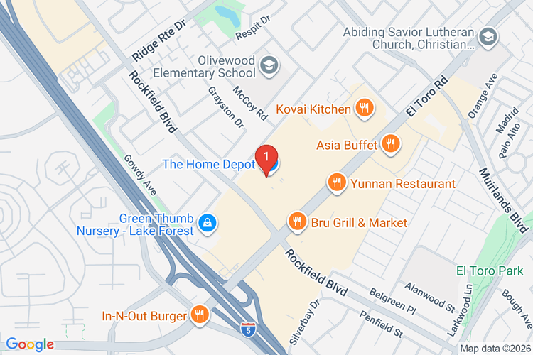 Map showing HOME DEPOT #1840 location