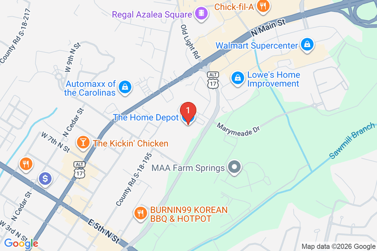 Map showing HOME DEPOT #1120 location