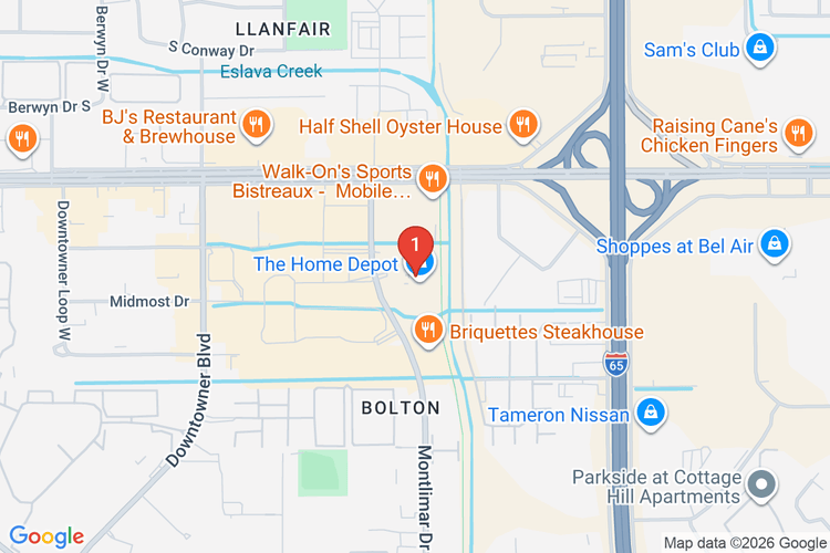 Map showing HOME DEPOT #0865 location