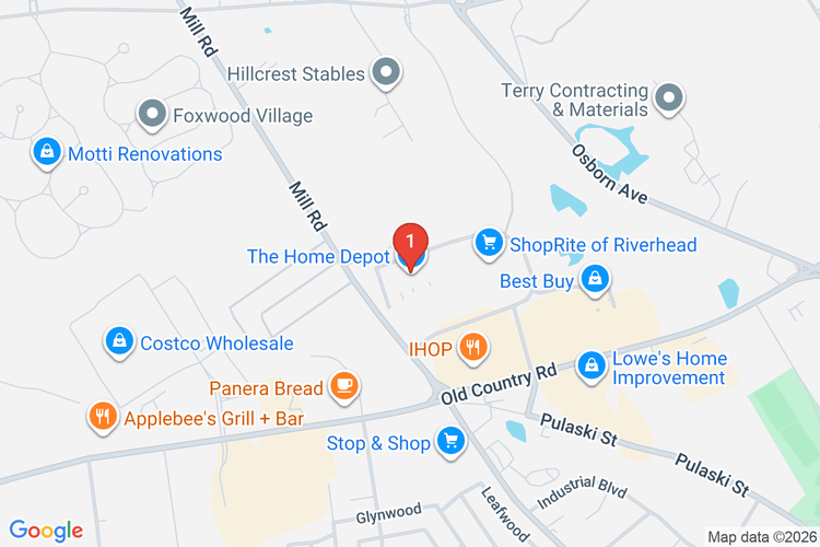 Map showing HOME DEPOT #1222 location