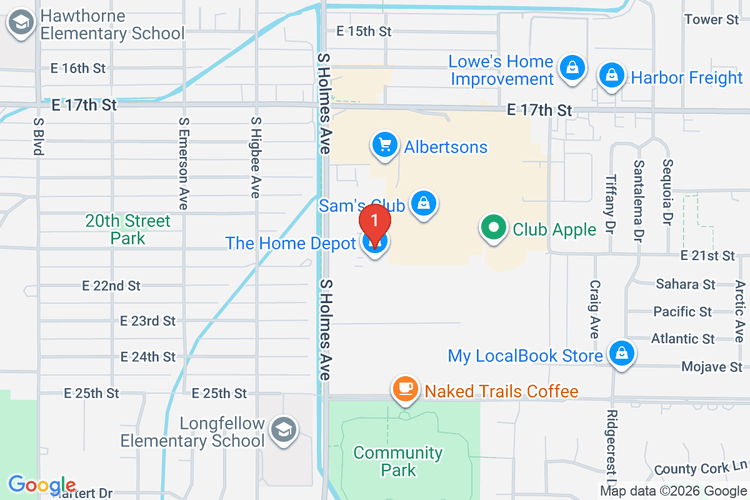 Map showing HOME DEPOT #1802 location