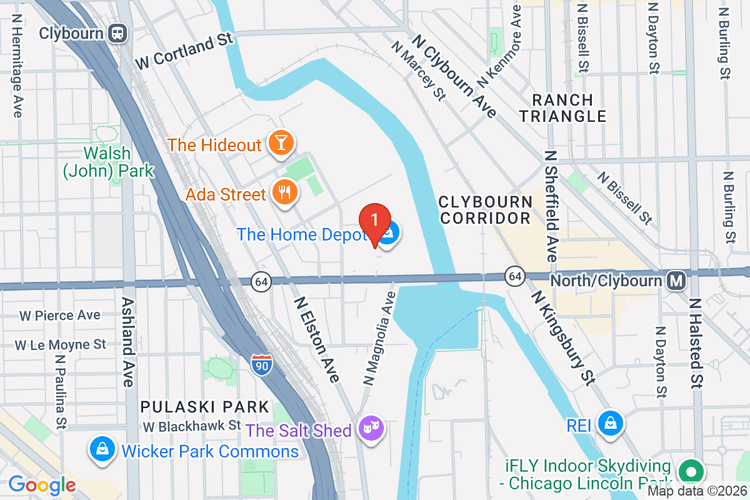 Map showing HOME DEPOT #1912 location