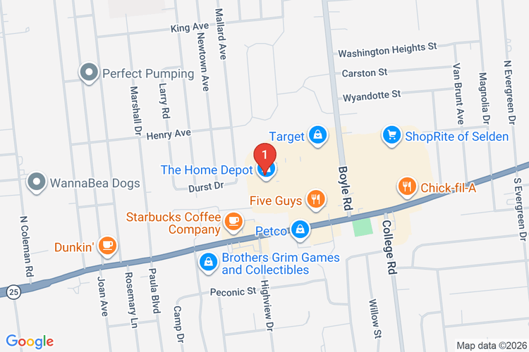 Map showing HOME DEPOT #1209 location