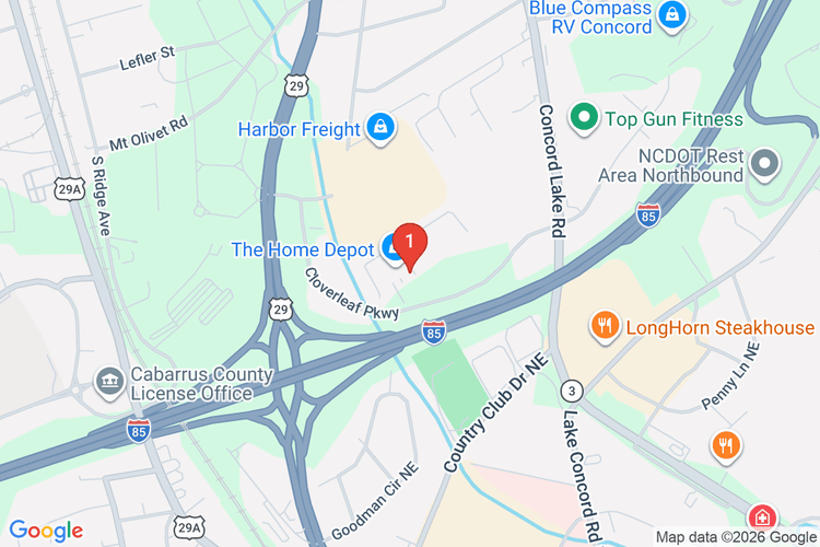 Map showing HOME DEPOT #3607 location