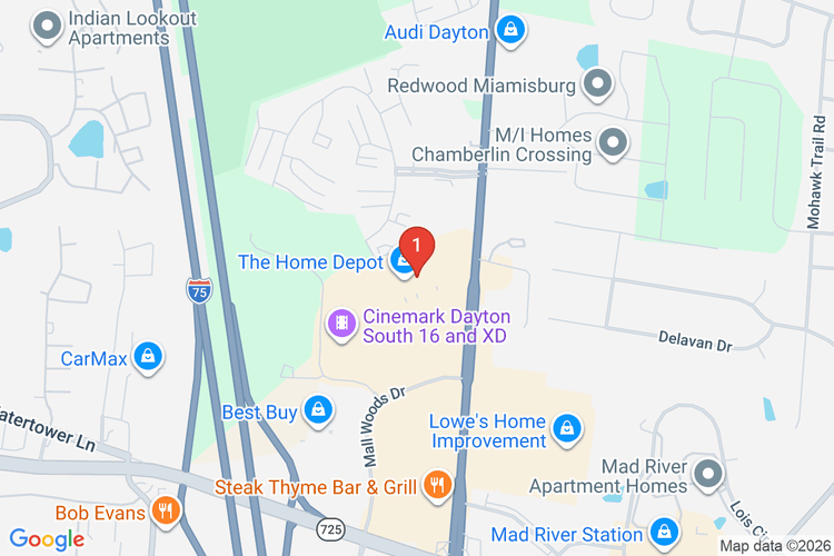 Map showing HOME DEPOT #3857 location