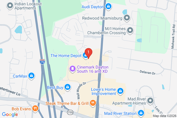 Map showing HOME DEPOT #3857 location