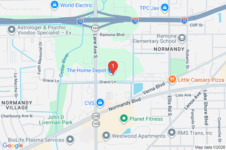 Map showing HOME DEPOT #6346 location