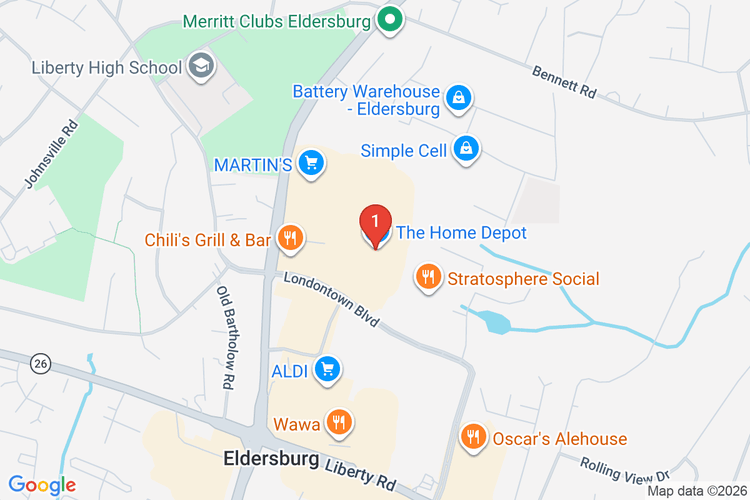 Map showing HOME DEPOT #2581 location