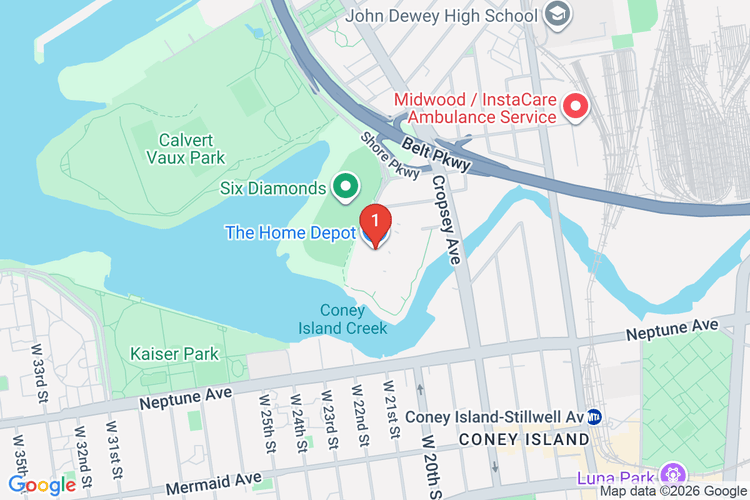 Map showing HOME DEPOT #1256 location