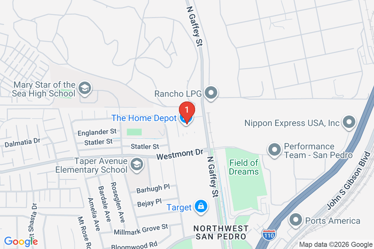 Map showing HOME DEPOT #1005 location
