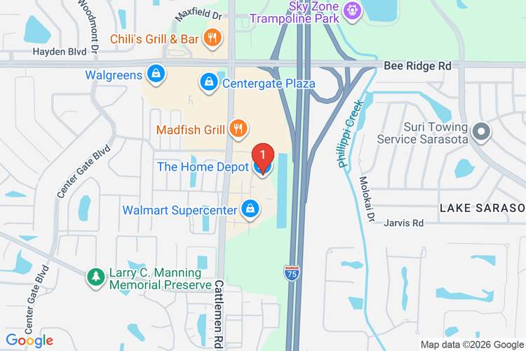Map showing HOME DEPOT #0255 location