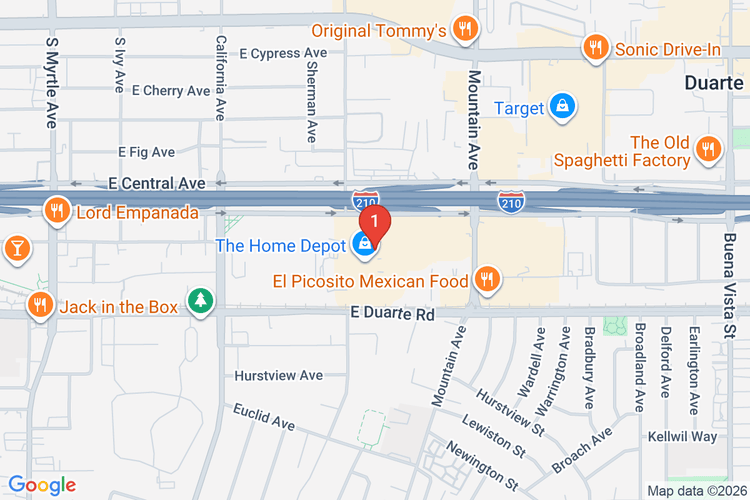Map showing HOME DEPOT #6629 location