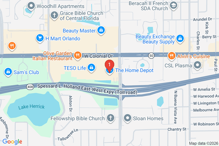 Map showing HOME DEPOT #0261 location