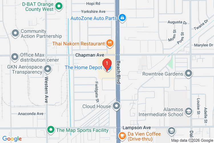 Map showing HOME DEPOT #6952 location