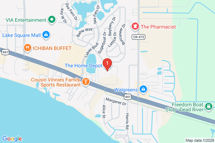 Map showing HOME DEPOT #0278 location