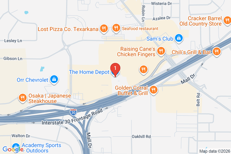 Map showing HOME DEPOT #6580 location