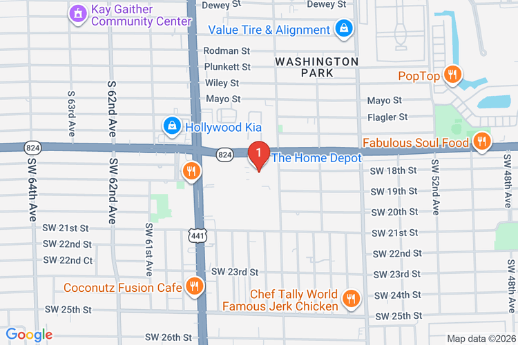 Map showing HOME DEPOT #0285 location