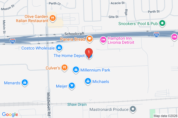 Map showing HOME DEPOT #2742 location