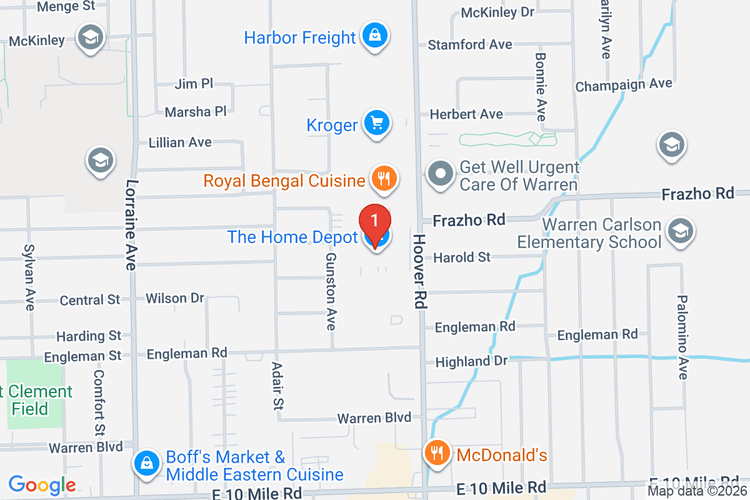 Map showing HOME DEPOT #2702 location