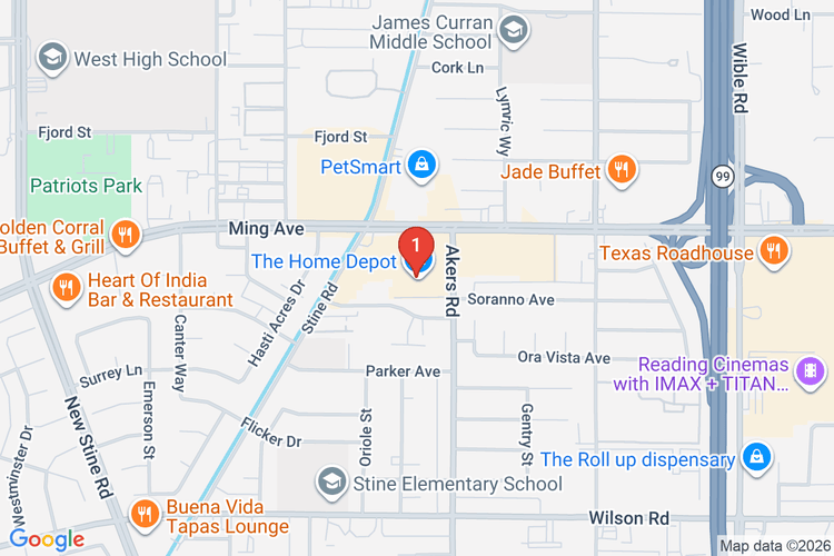 Map showing HOME DEPOT #1050 location