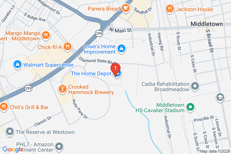 Map showing HOME DEPOT #6843 location