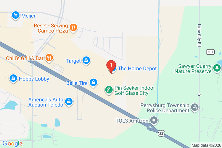 Map showing HOME DEPOT #3858 location