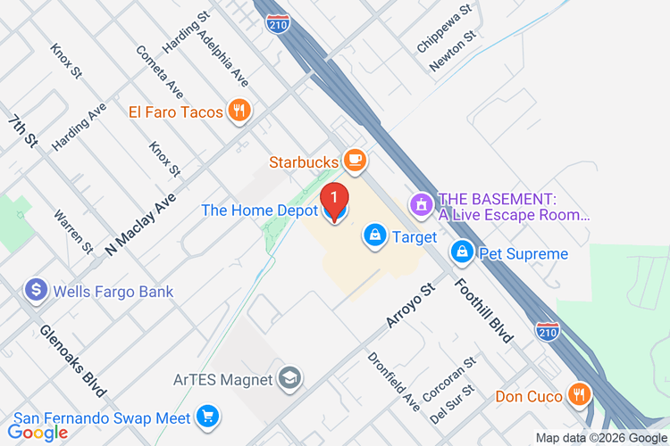 Map showing HOME DEPOT #0609 location