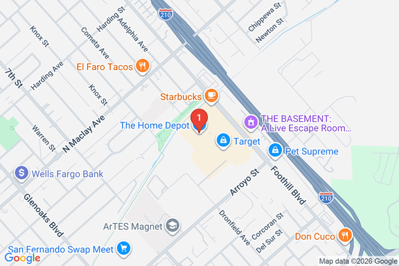 Map showing HOME DEPOT #0609 location