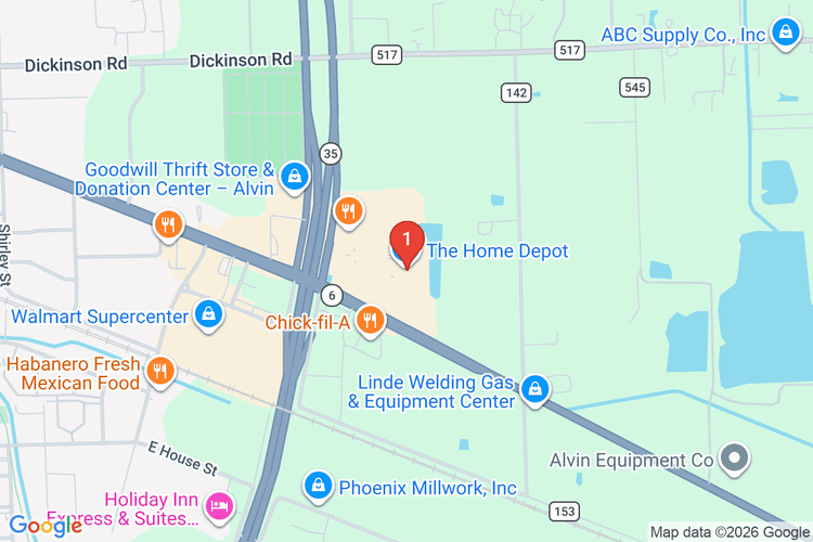 Map showing HOME DEPOT #6539 location