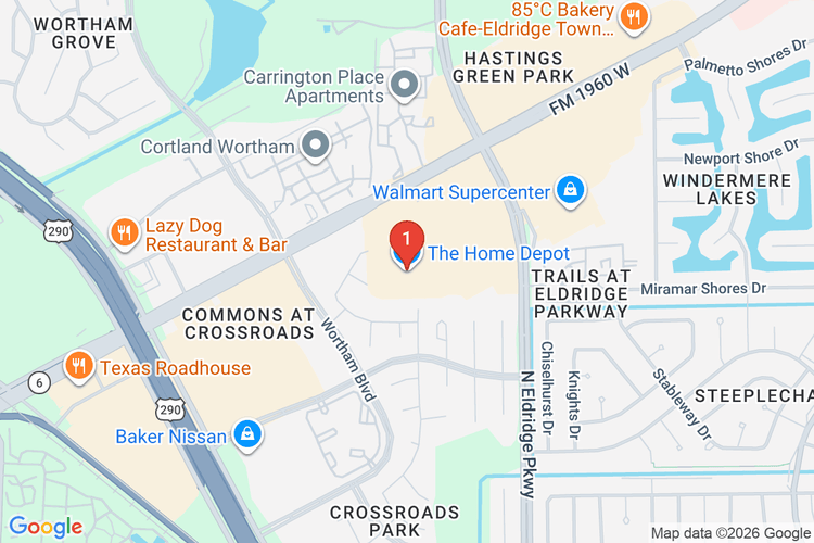 Map showing HOME DEPOT #6838 location
