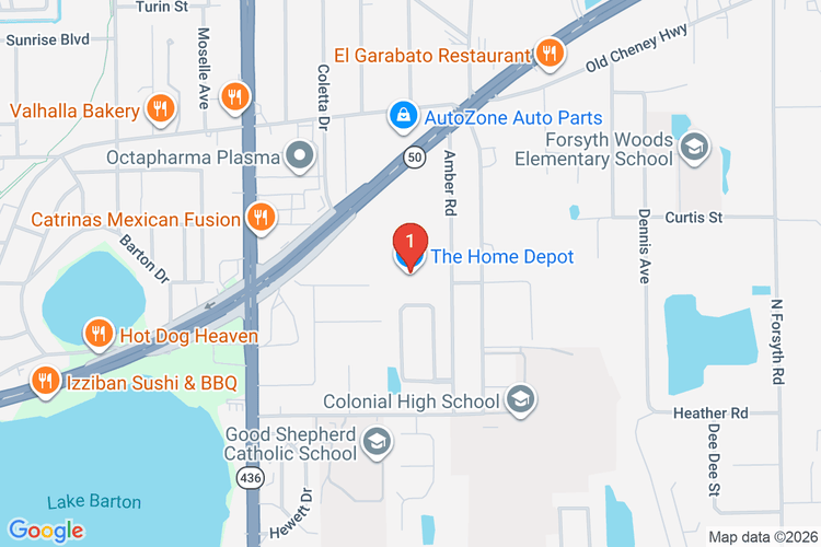 Map showing HOME DEPOT #0266 location