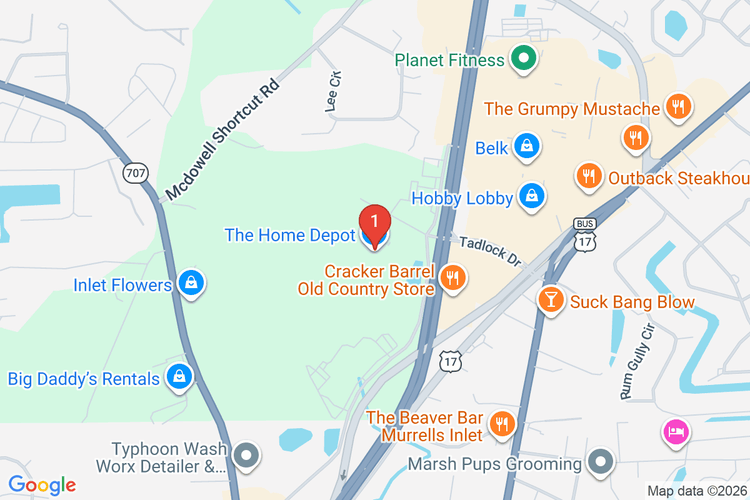 Map showing HOME DEPOT #1122 location