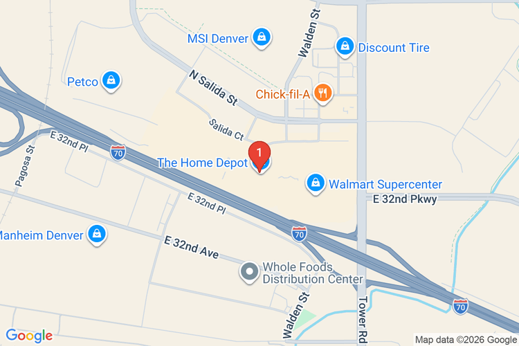 Map showing HOME DEPOT #1551 location