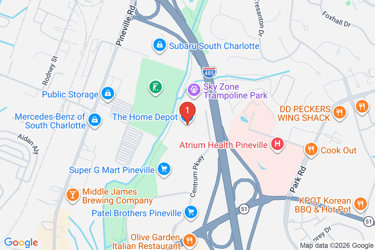 Map showing HOME DEPOT #3601 location