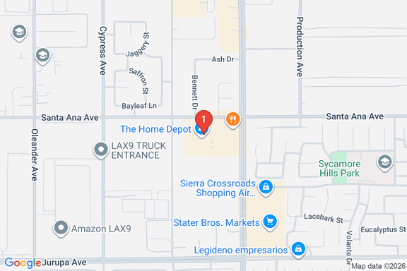 Map showing HOME DEPOT #1857 location