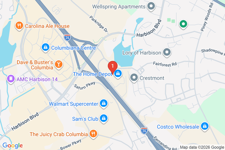 Map showing HOME DEPOT #1112 location